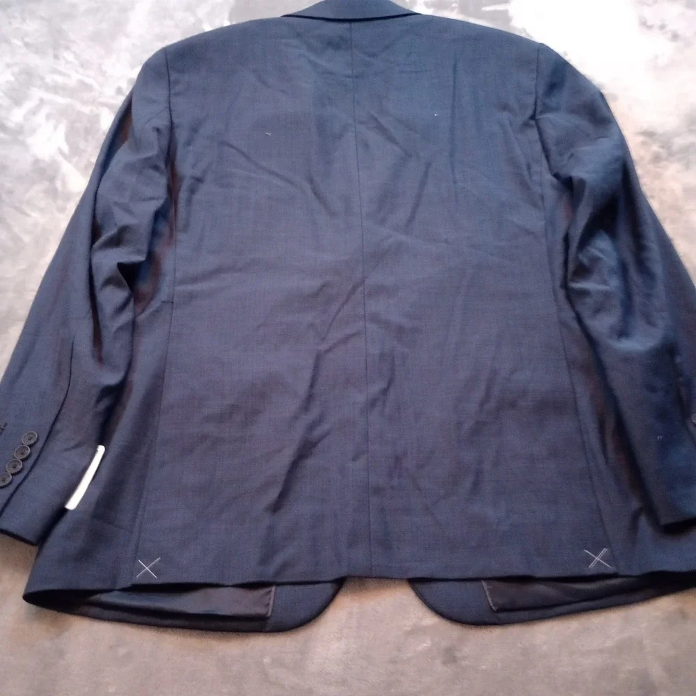 Jos A Bank Travel‎ Tech Blazer Jacket 46R Navy Blue Wool Blend Slim Fit Stretch